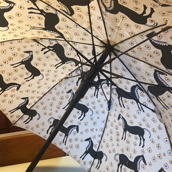 COPY - Marimekko horses umbrella. Wooden handle, NOT mini! - Picture 2 of 7